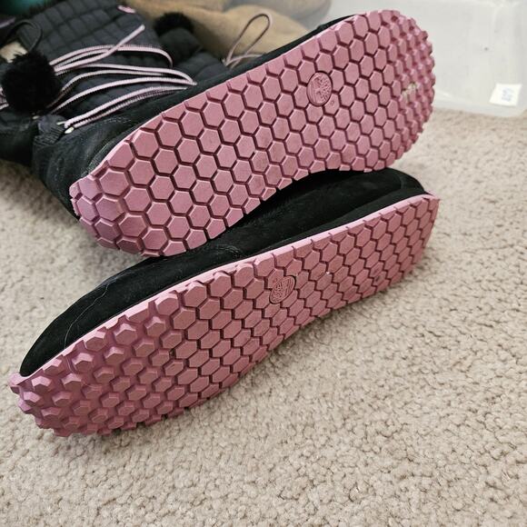 Womens Timberland MukLuk Style Boot Knee High Black Leather Nylon Pink Sole Sz 7 - Picture 13 of 13